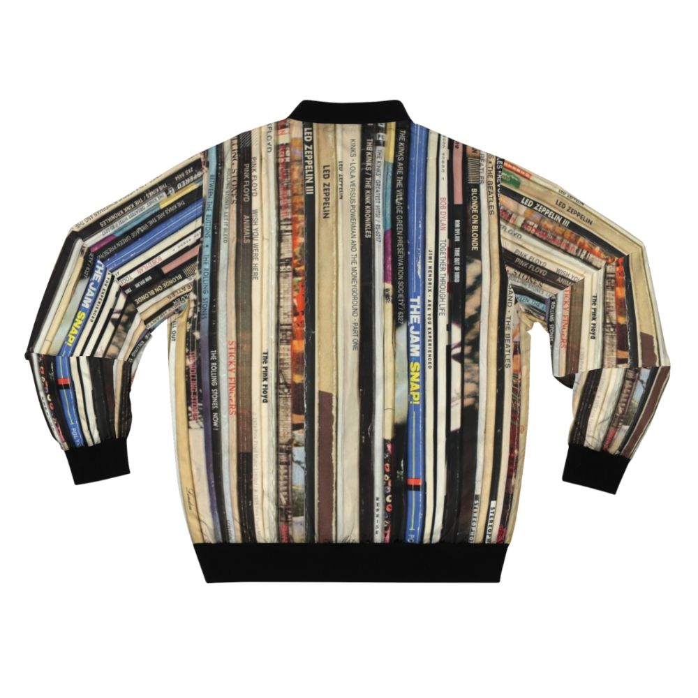 Classic Rock Vinyl Records Bomber Jacket for Music Lovers and Record Collectors - Back