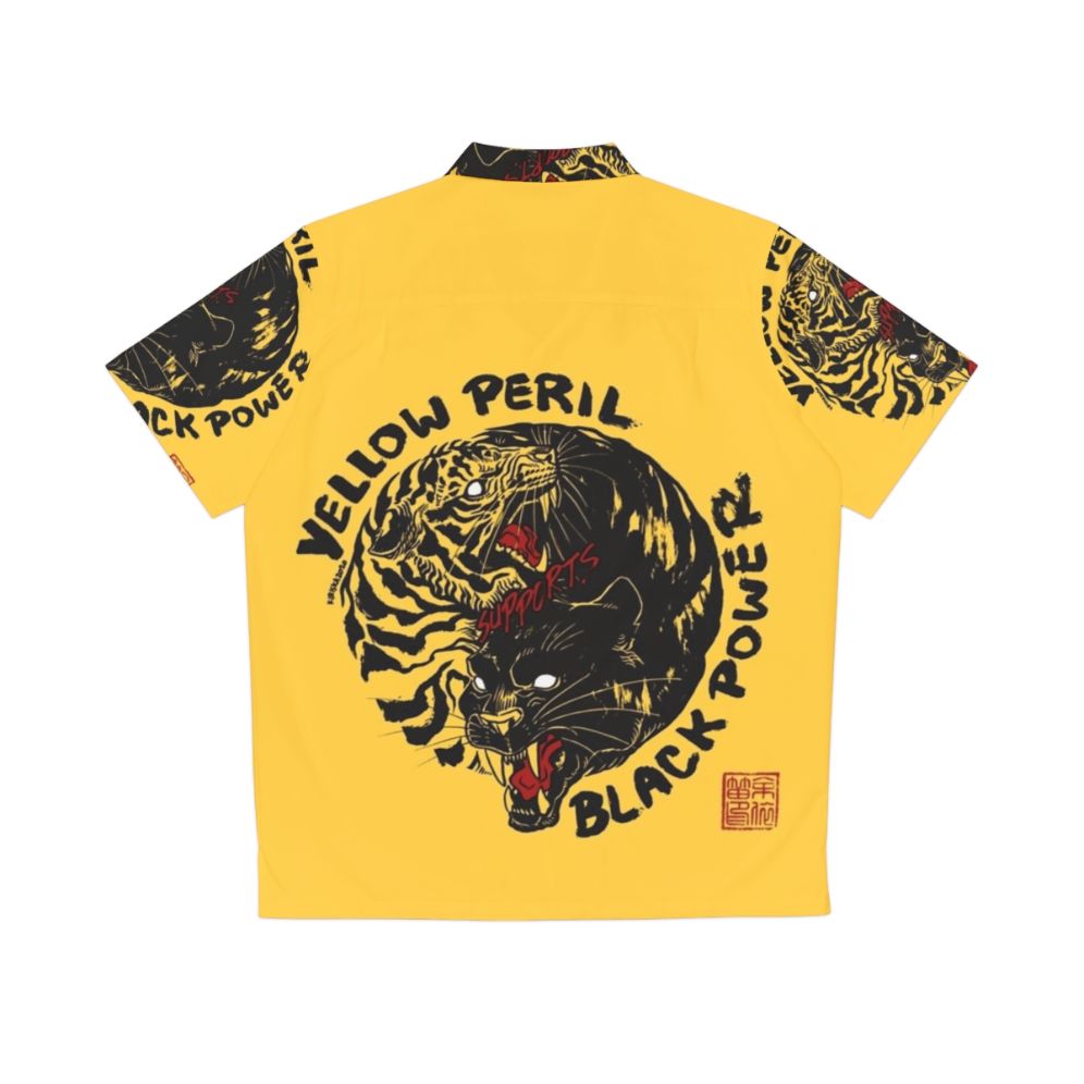 Black power Hawaiian shirt with yellow and black tiger print - Back