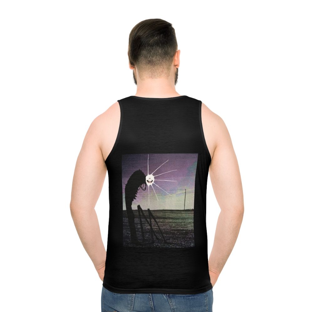 Unisex tank top with highway design graphic - men back