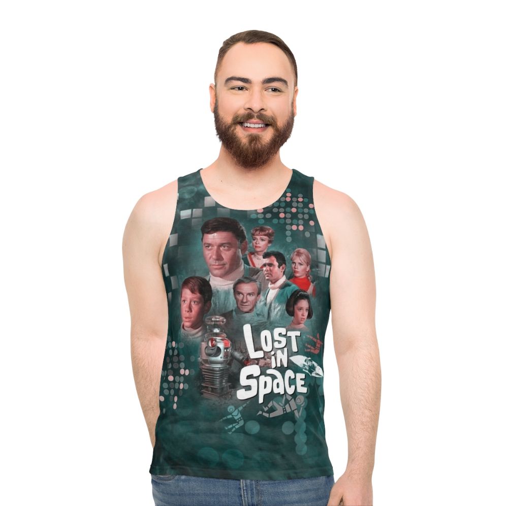 Lost in Space Unisex Tank Top with Retro Sci-Fi Design - men