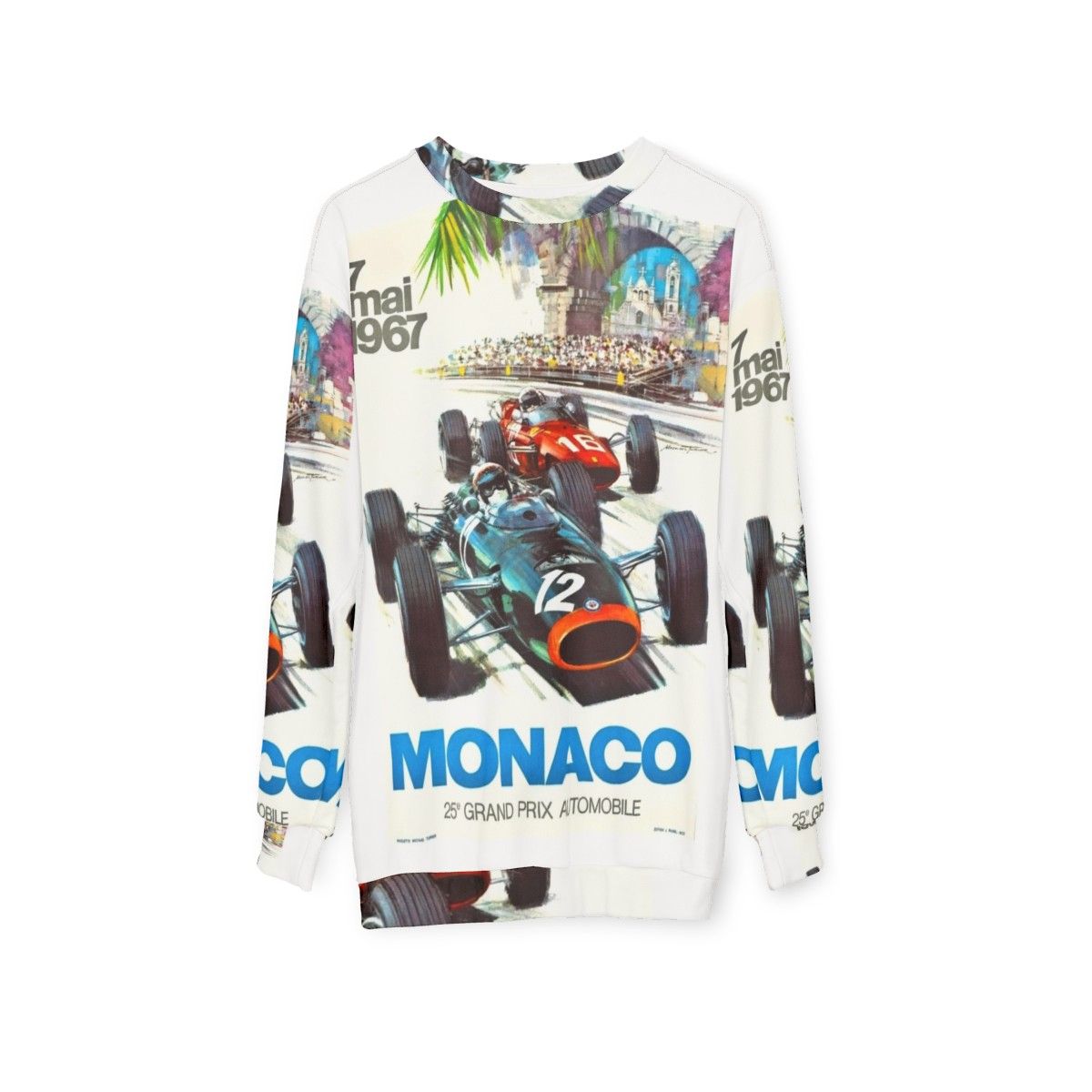 1967 Monaco Grand Prix Vintage Formula 1 Racing Sweatshirt - hanging