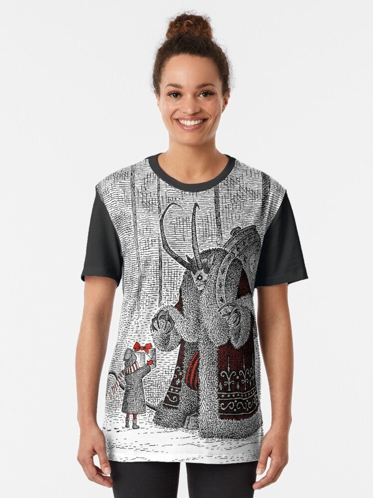 Vintage Krampus Christmas Horror Graphic T-Shirt - Women