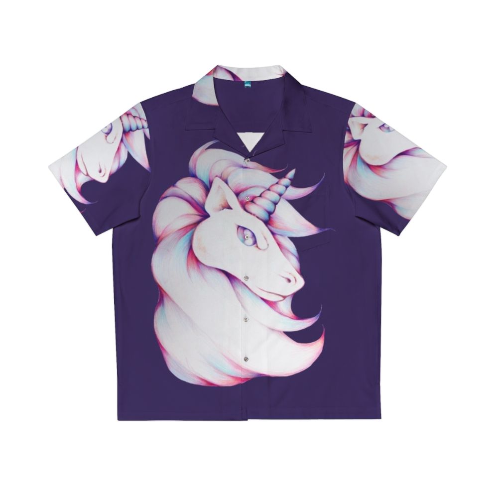 Majestic badass unicorn Hawaiian shirt with vibrant tropical floral design