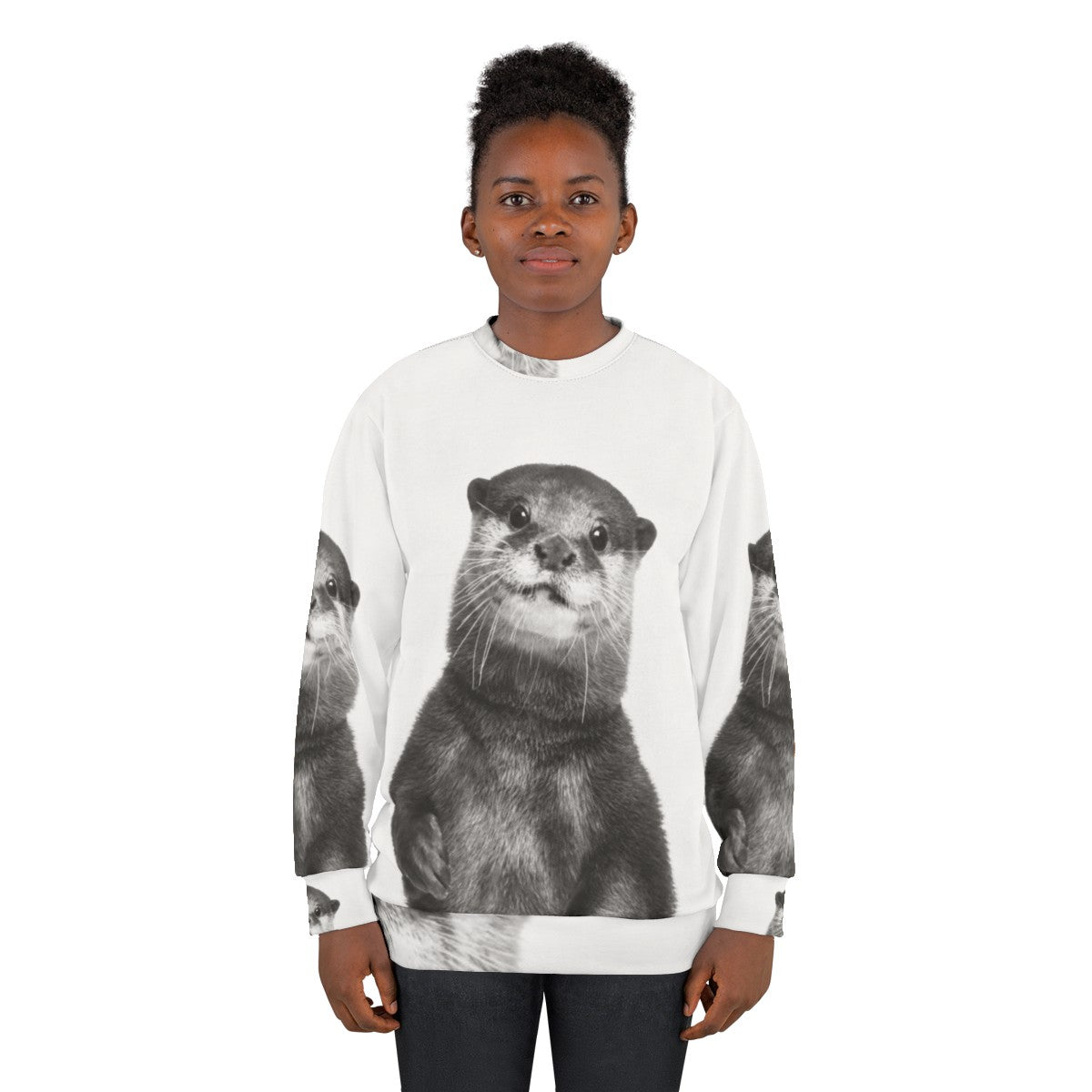 Otter sweatshirt with a cute animal portrait design - women