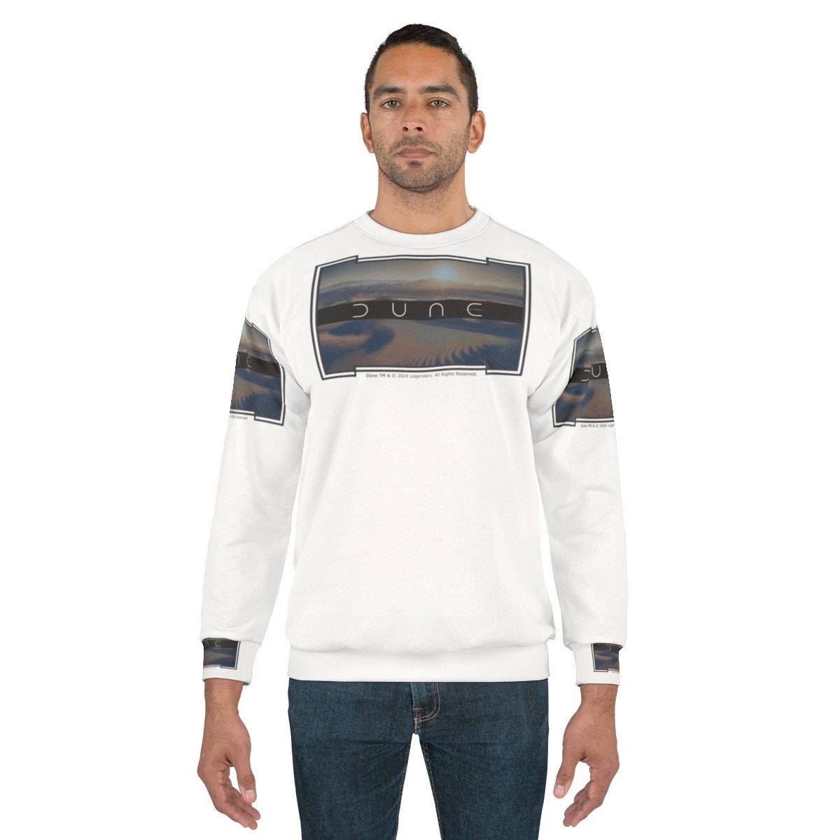 Dune movie inspired unisex sweatshirt with white background - men