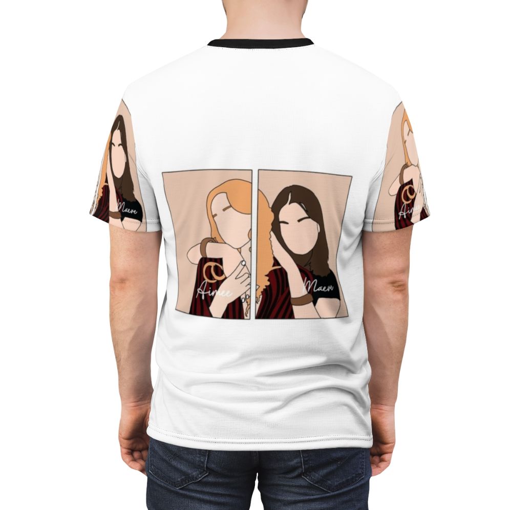 "Sex Education" inspired AOP t-shirt featuring the characters Aimee and Maeve - men back