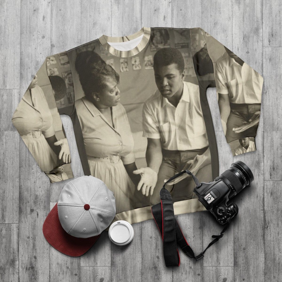 Fannie Lou Hamer and Muhammad Ali civil rights and equality sweatshirt - flat lay