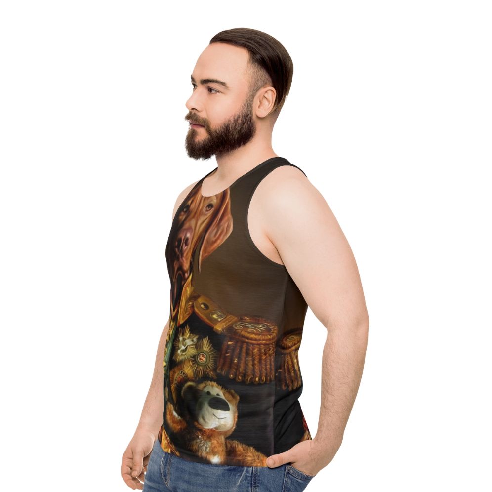 Vizsla dog portrait unisex tank top - men side