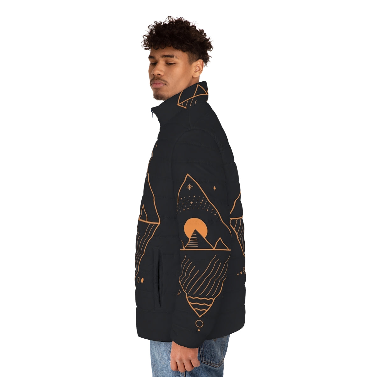 Osiris Sci-Fi Minimalist Puffer Jacket with geometric design and space-inspired elements - men side left