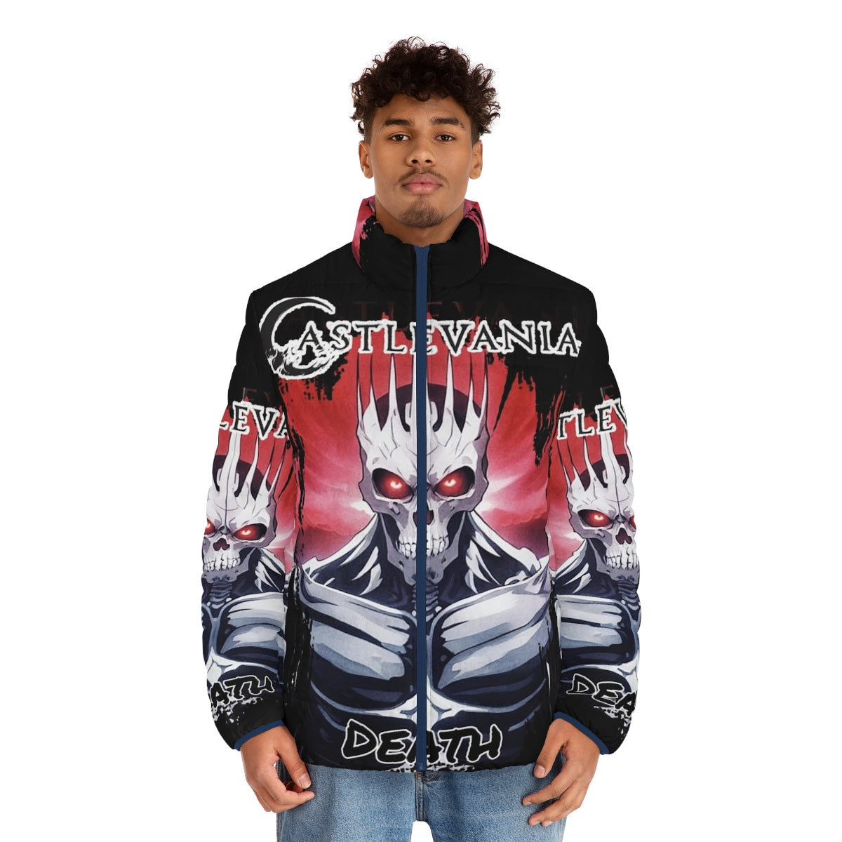 Castlevania Death Puffer Jacket featuring video game inspired design - men front