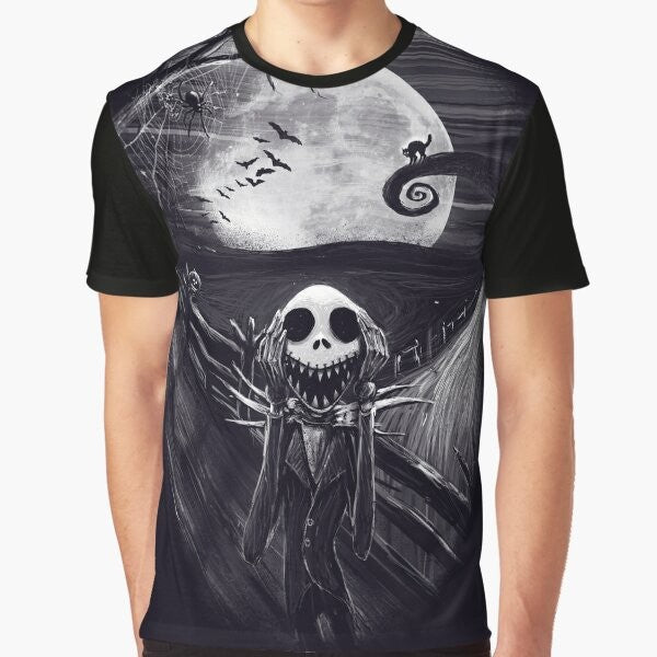 The Scream Before Christmas Jack Skellington Graphic T-Shirt, featuring a spooky and funny skeleton design