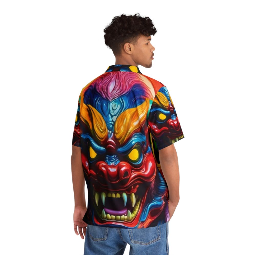 Hannya mask Hawaiian shirt featuring Japanese tattoo inspired design - People Back