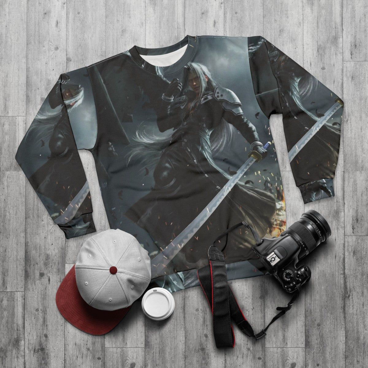 Sephiroth One-Winged Angel Final Fantasy VII Sweatshirt - flat lay