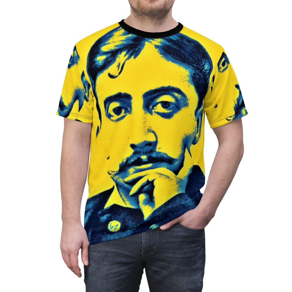 Marcel Proust inspired t-shirt with an all-over print design - men front