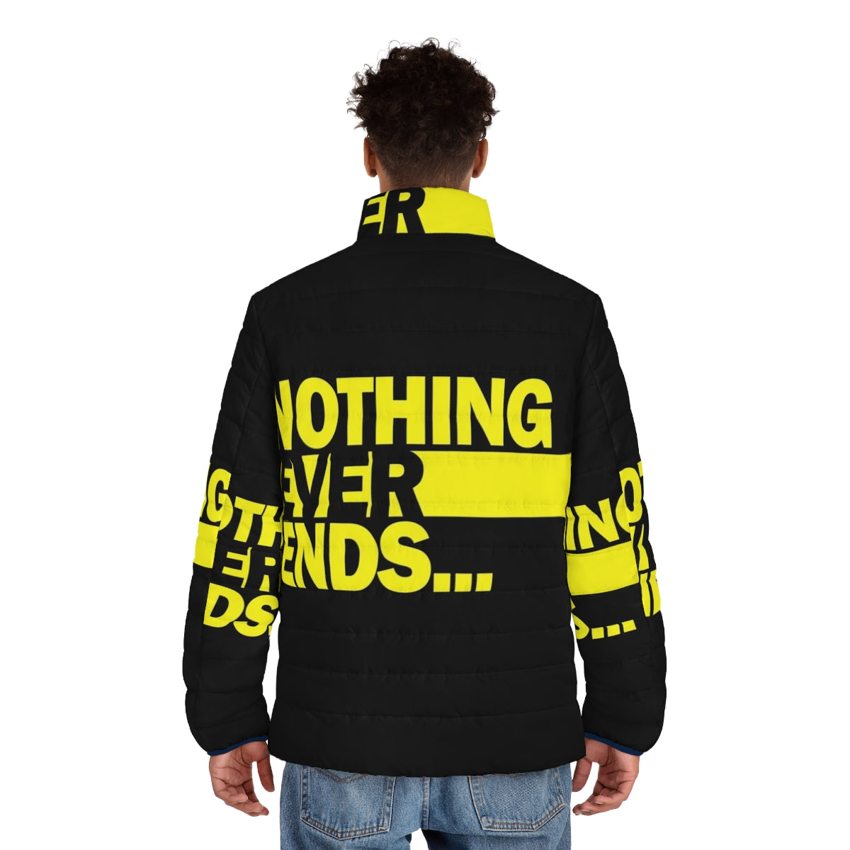 Watchmen Ozymandias Rorscharch "Nothing Ever Ends" puffer jacket - men back