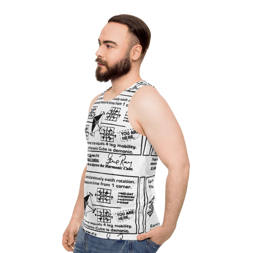 Unisex tank top featuring the 'Time Cube' optical illusion and philosophy meme - men side