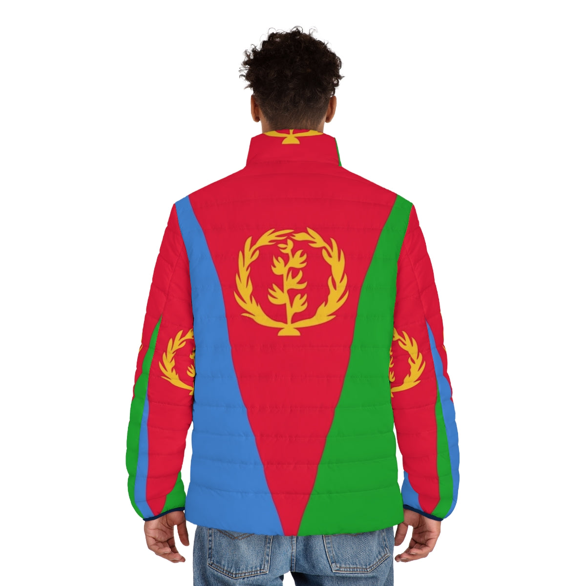 Eritrea flag puffer jacket with national pride design - men back