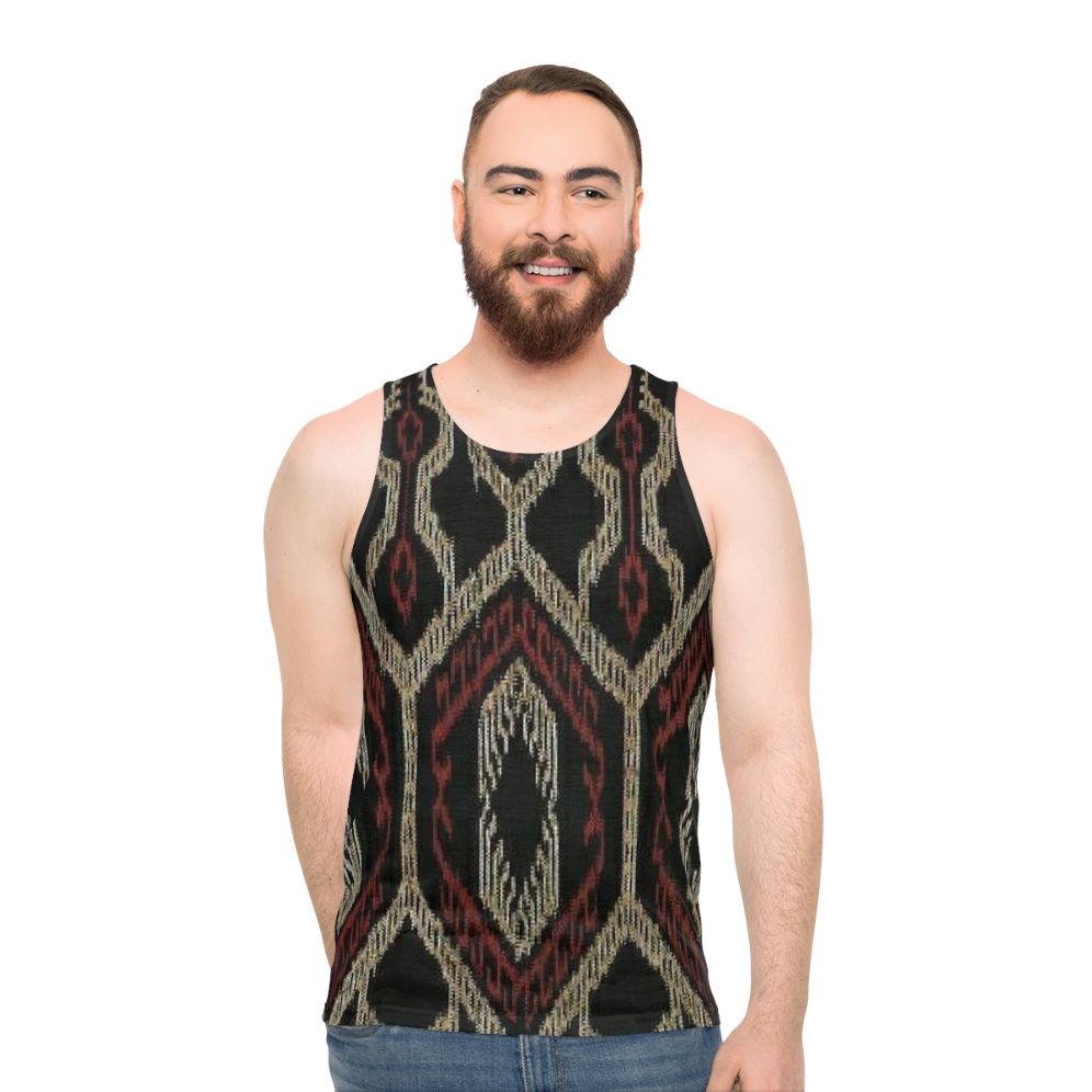 Ethnic design unisex tank top with traditional Filipino cultural patterns - men