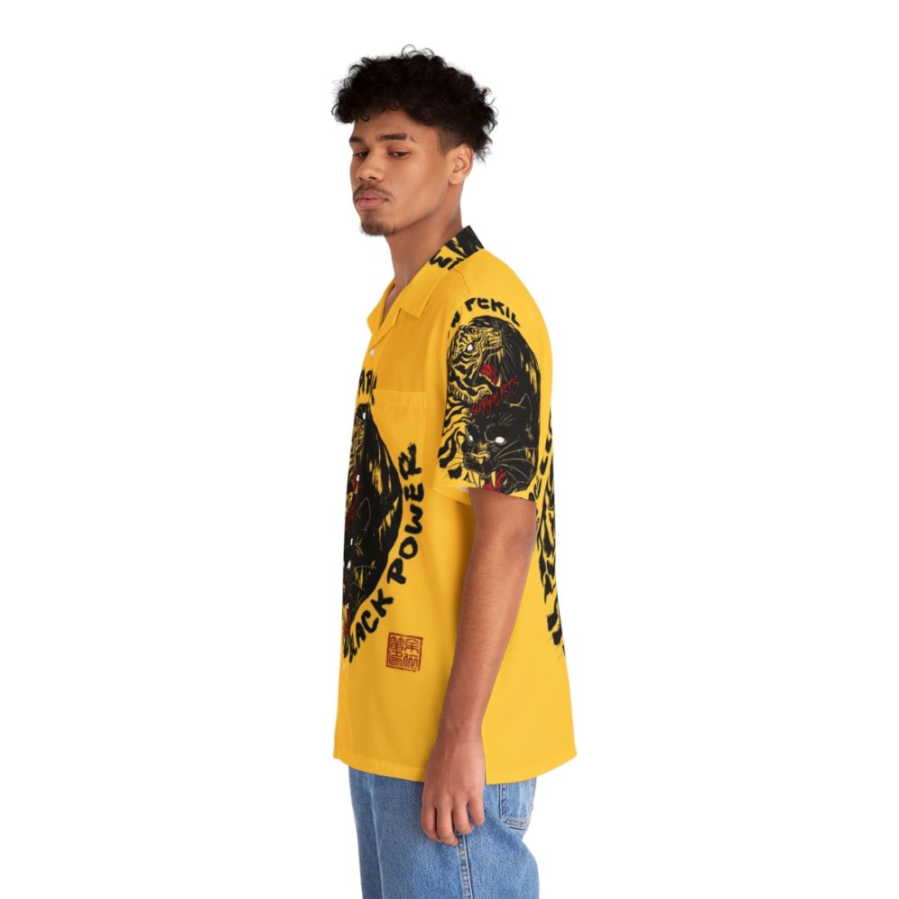 Black power Hawaiian shirt with yellow and black tiger print - People Left