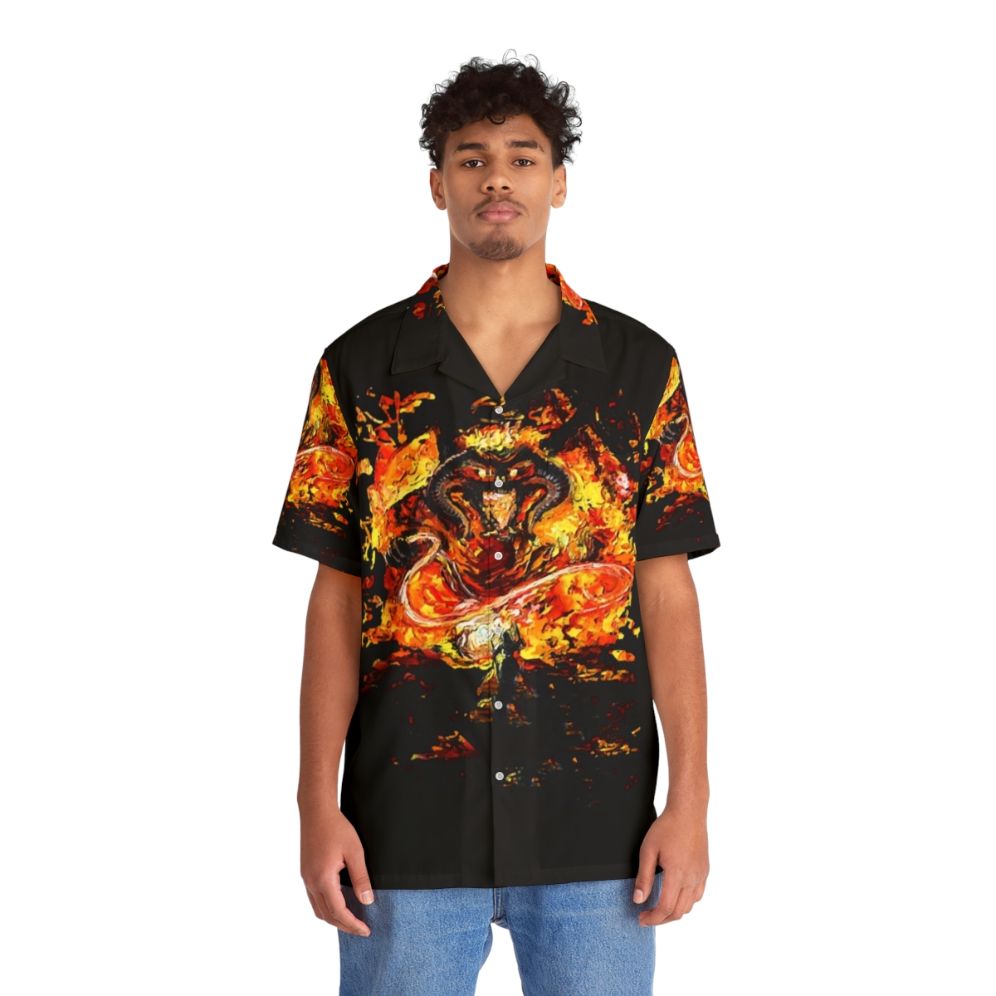 Van Gogh Hawaiian Shirt with Lord of the Rings Inspired Artwork - People Front