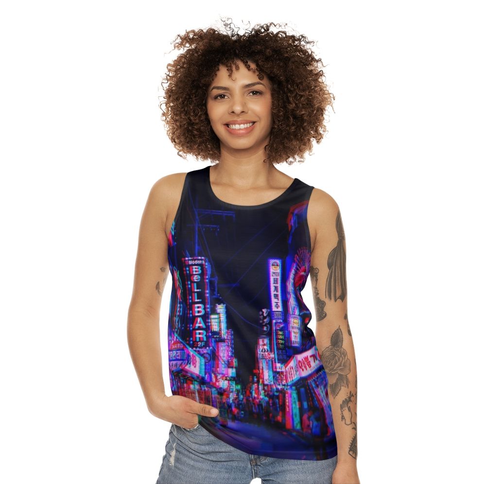 Unisex psychedelic neon nights tank top - women