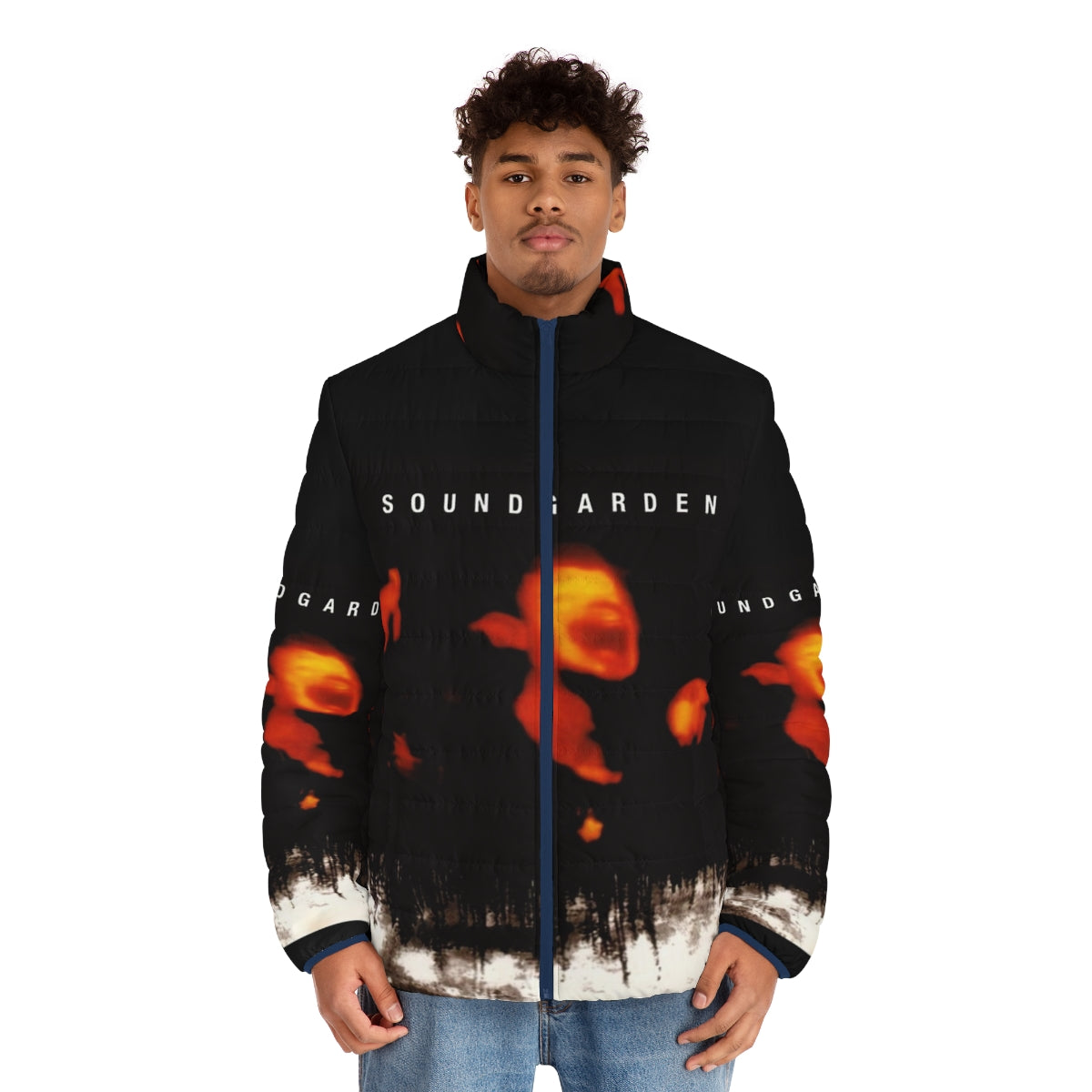 Soundgarden Superunknown grunge-inspired puffer jacket featuring the iconic band's logo - men front