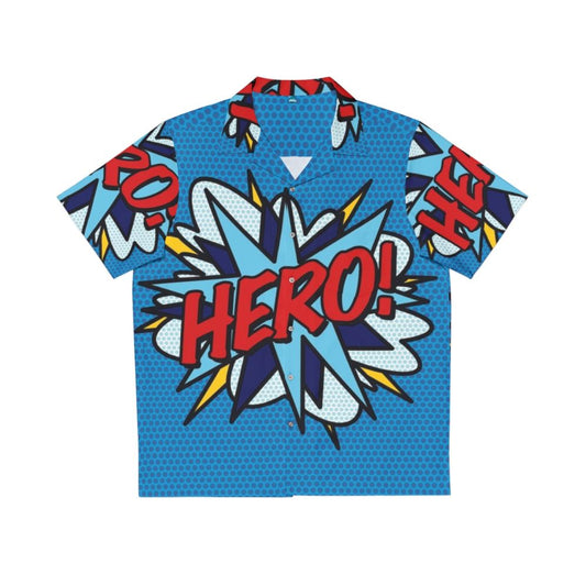 Retro-Inspired Hawaiian Shirt with Comic Book Pop Art Graphics