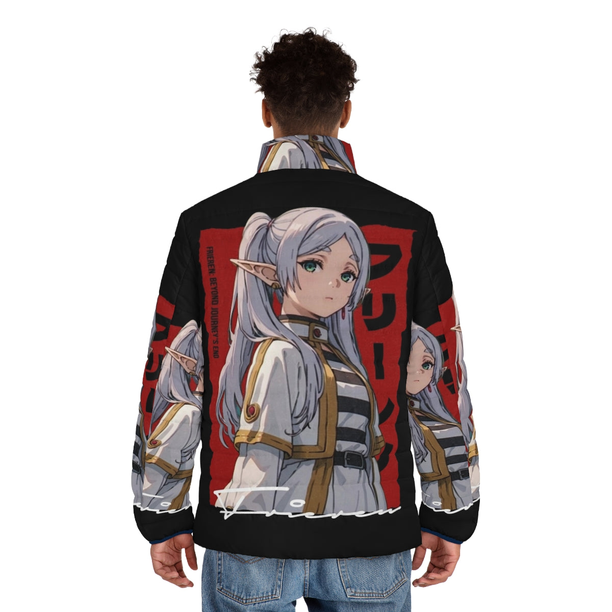 Frieren Beyond the Journey's End anime-inspired puffer jacket - men back