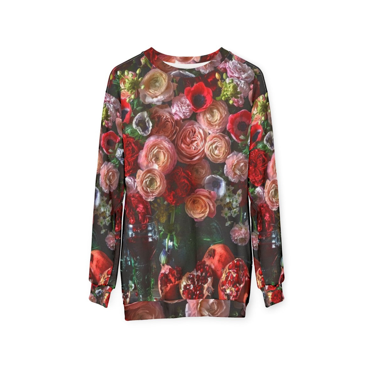 Vintage floral pomegranate sweatshirt - hanging