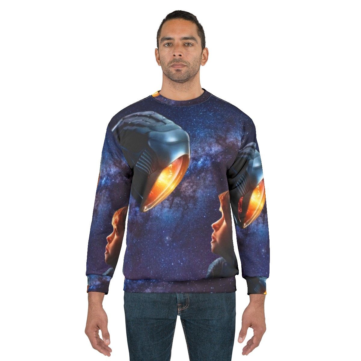 Lost in Space Sci-Fi Sweatshirt with Retro Futuristic Design - men