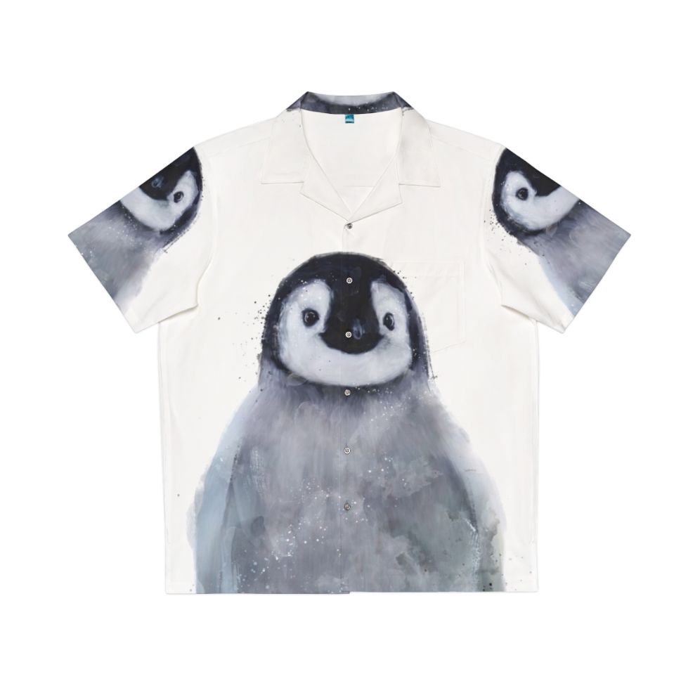 Cute little penguin portrait on a Hawaiian-style shirt