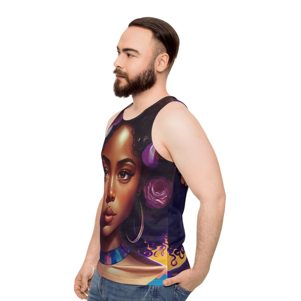 Unisex Afro Tank Top Celebrating Black Beauty and Culture - men side