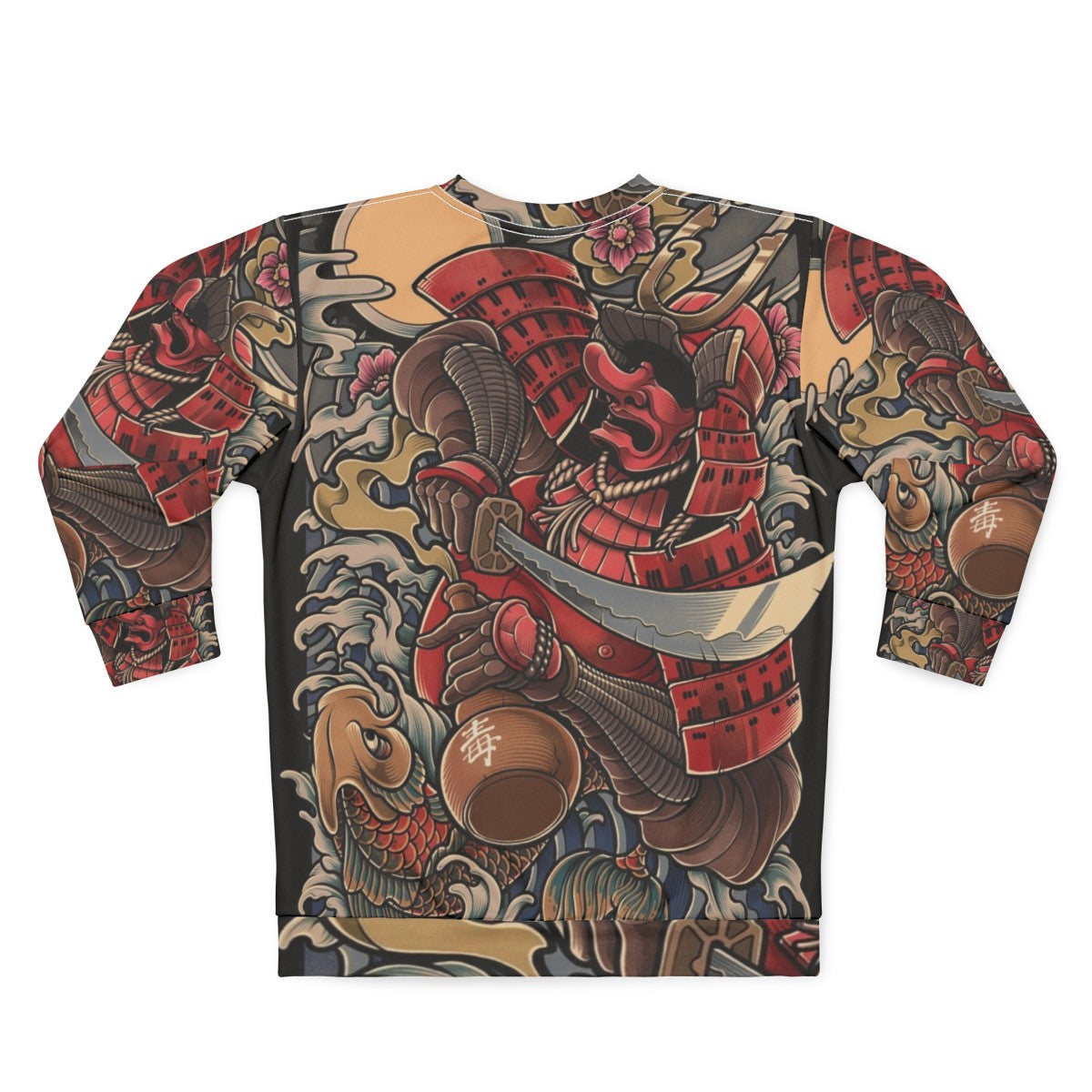 Drunken Samurai Japanese Tattoo Art Sweatshirt - Back