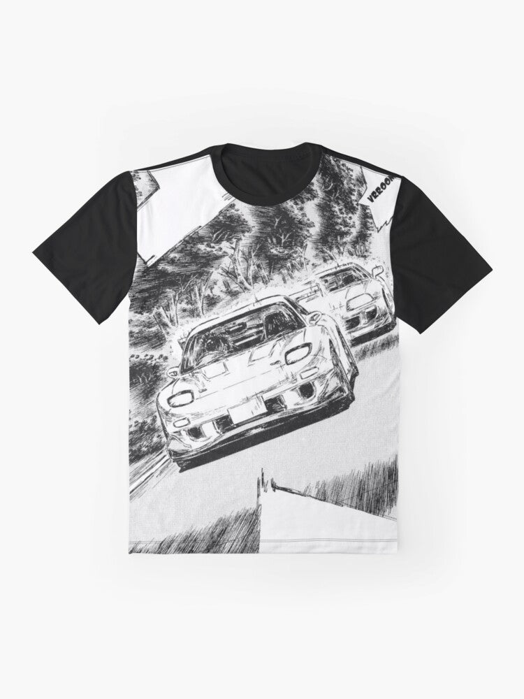 Initial D inspired graphic tee featuring the iconic RX7 and Supra cars - Flat lay