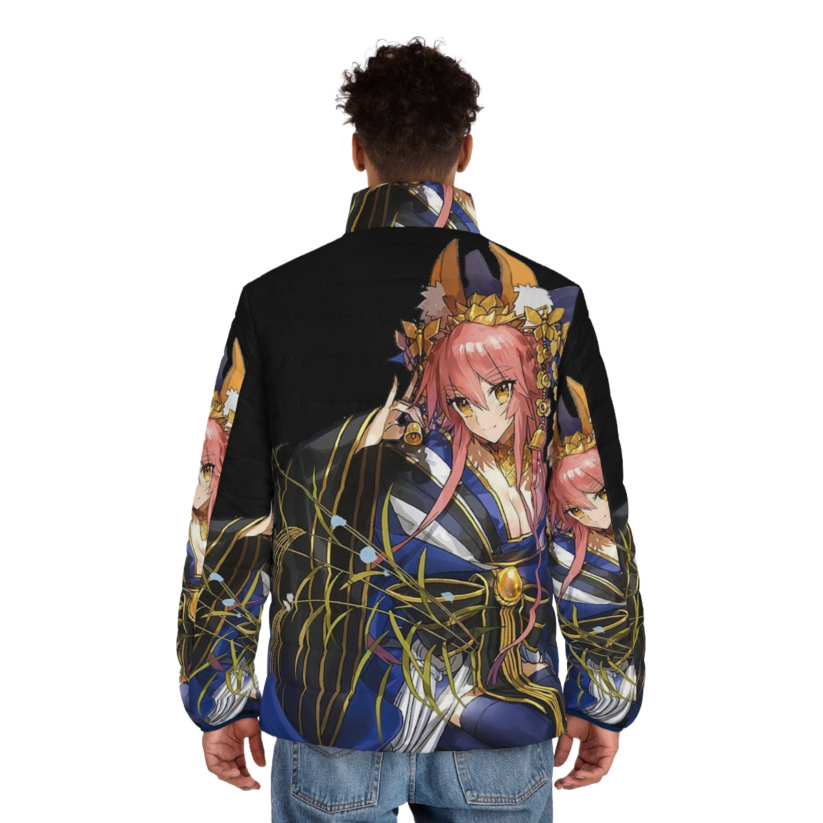 Tamamo No Mae Fate Grand Order Puffer Jacket for anime cosplay and otaku fashion - men back