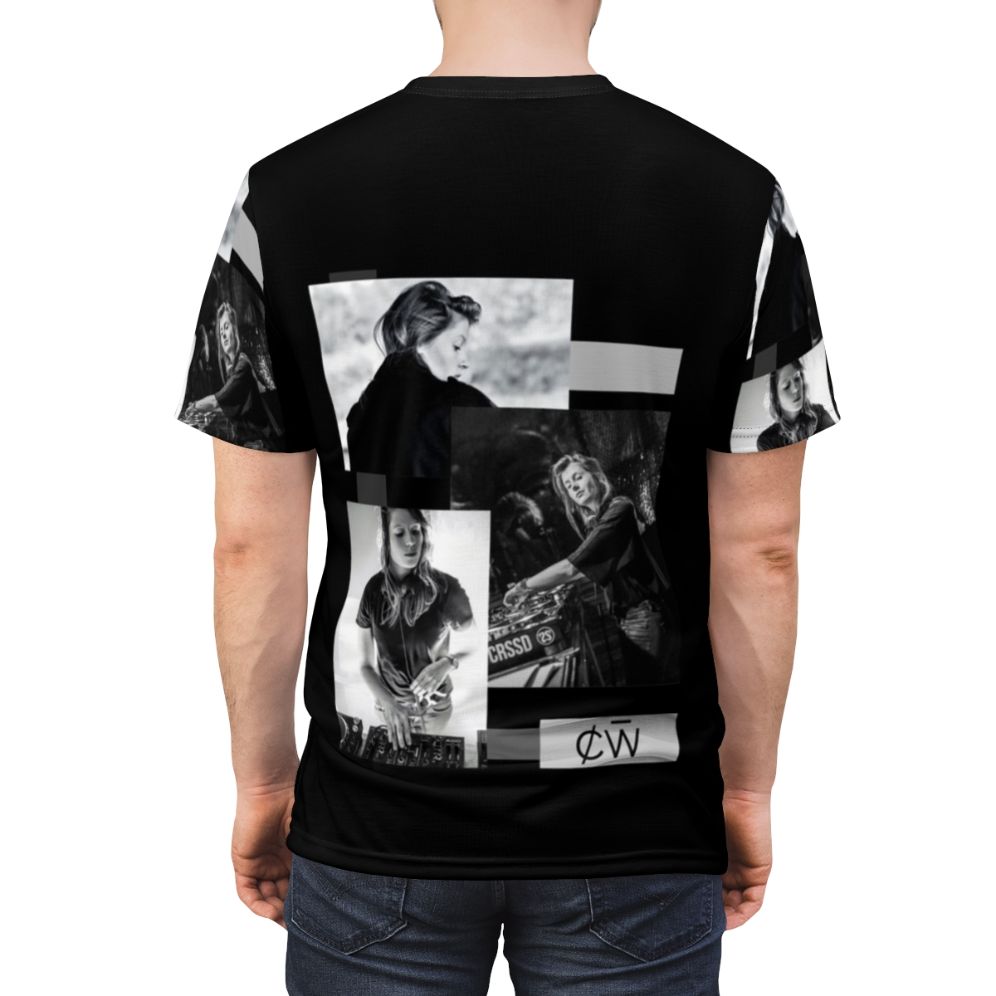 Charlotte de Witte inspired black and white all-over print t-shirt for electronic dance music fans - men back