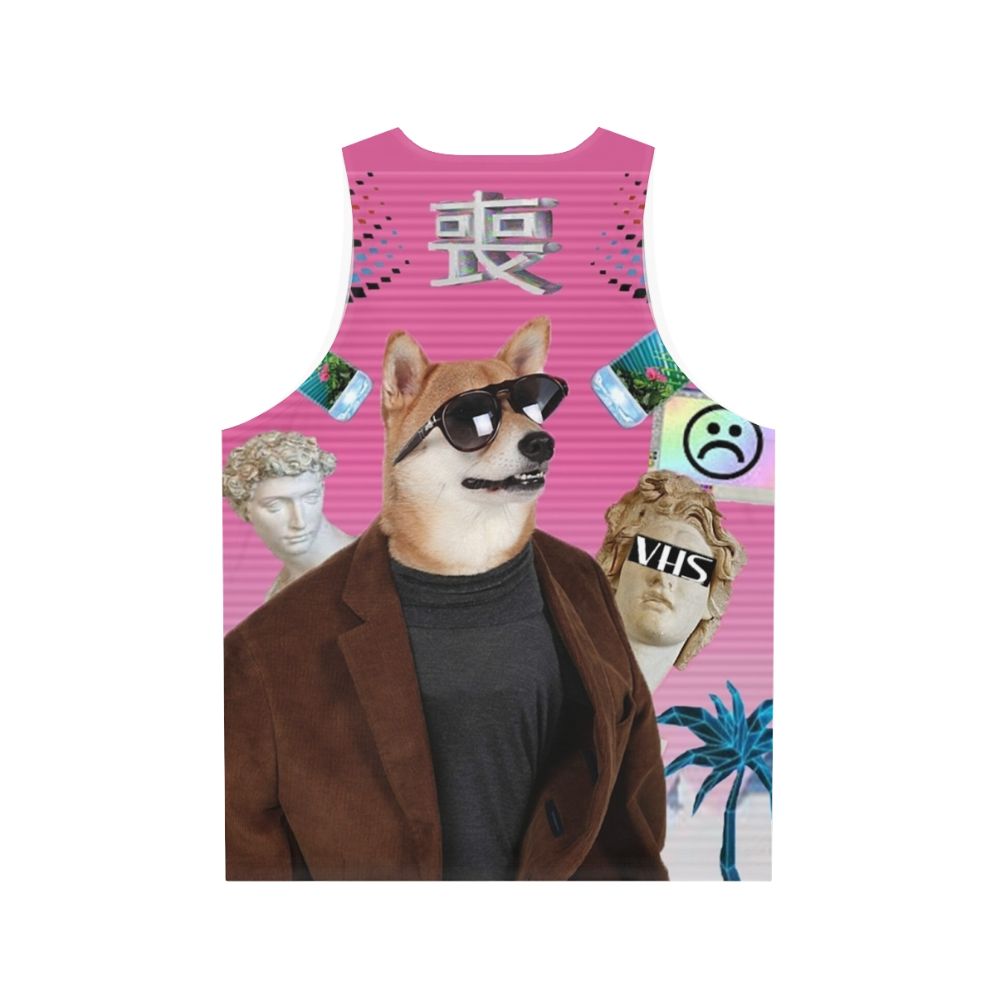 Vaporwave Doge Graphic Unisex Tank Top - Back