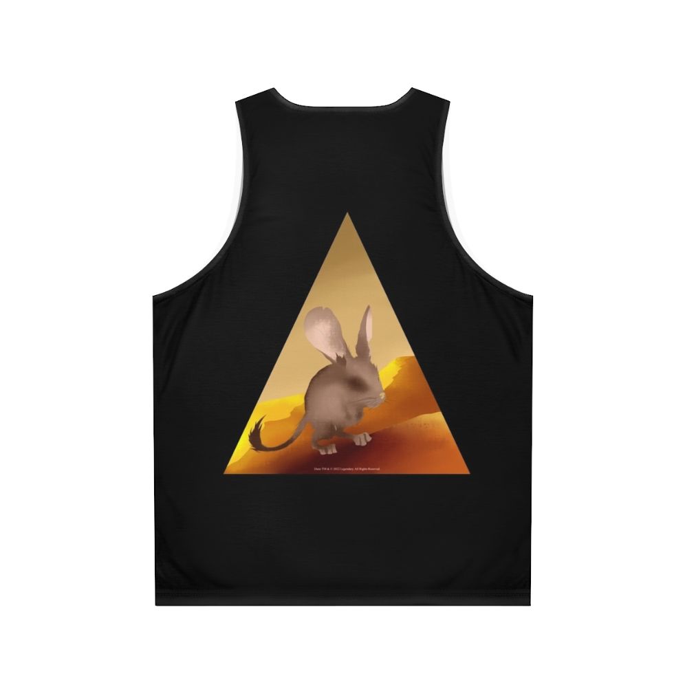 Unisex tank top featuring 'Dune' inspired kangaroo mouse design - Back