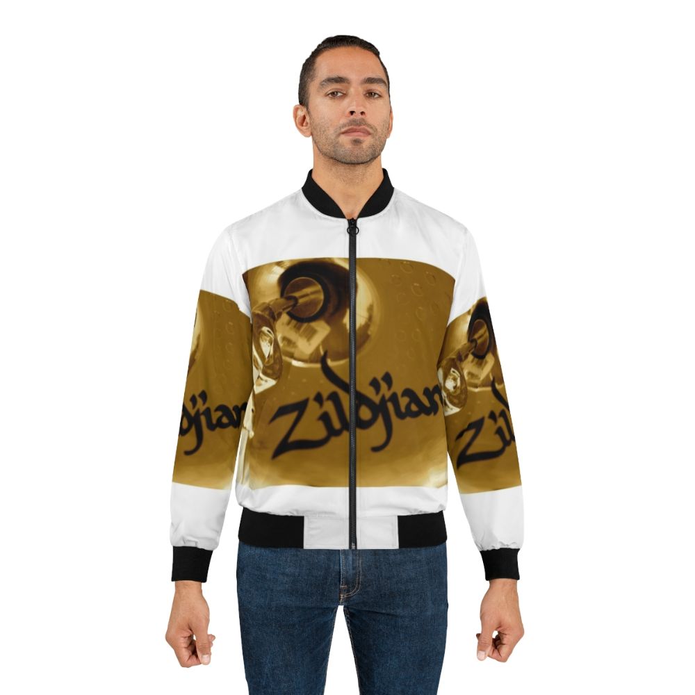 Sepia Crash Bomber Jacket with Zildjian Drum Logo - Lifestyle