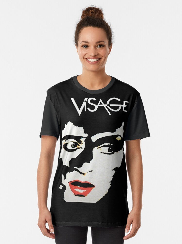 Visage Graphic T-Shirt featuring a new wave synth pop design - Women