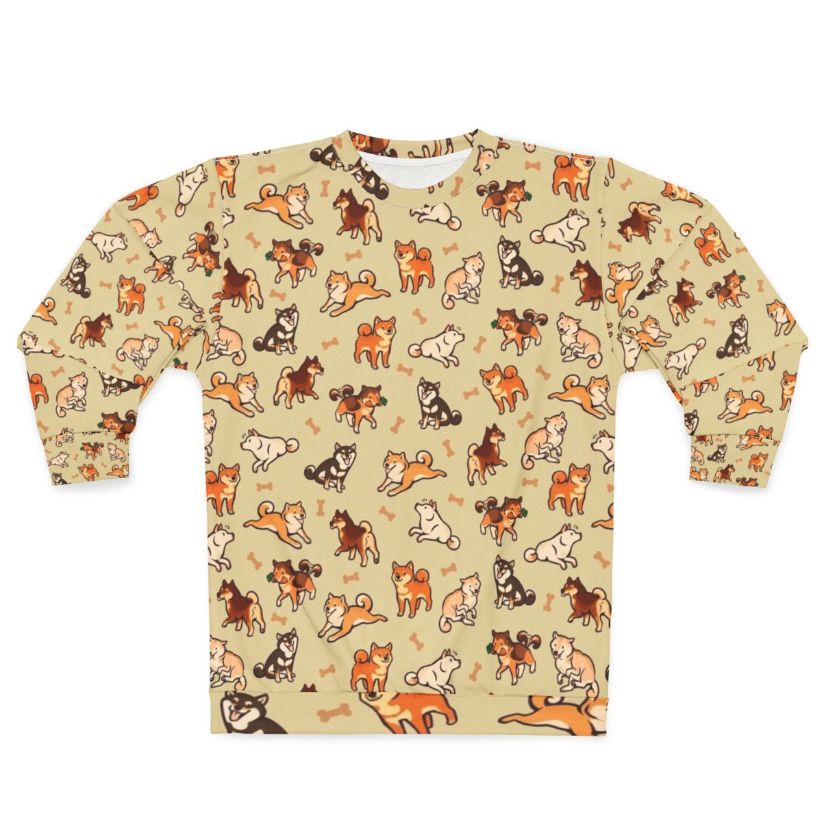 Shiba Inu Cream Sweatshirt with Cute Dog Pattern Design