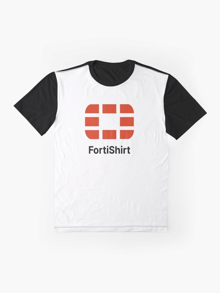 Fortinet FortiShirt Graphic T-Shirt with Cybersecurity Design - Flat lay