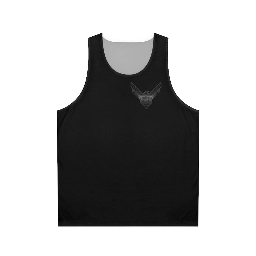 Dune-inspired minimalist geometric pattern unisex tank top