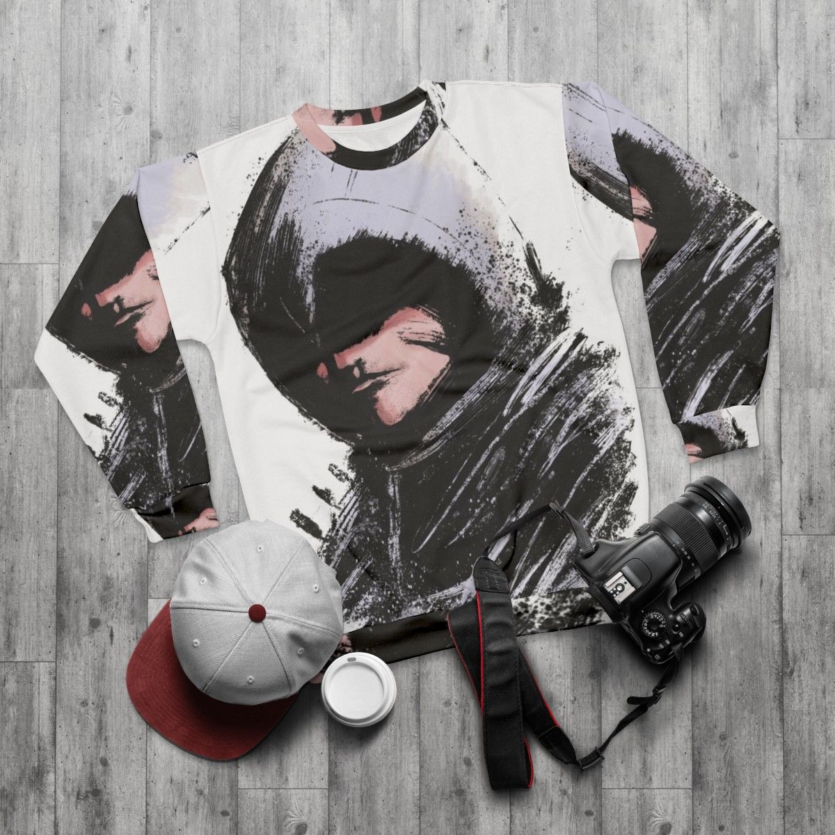 Assassin's Creed inspired sweatshirt with game logo and design - flat lay