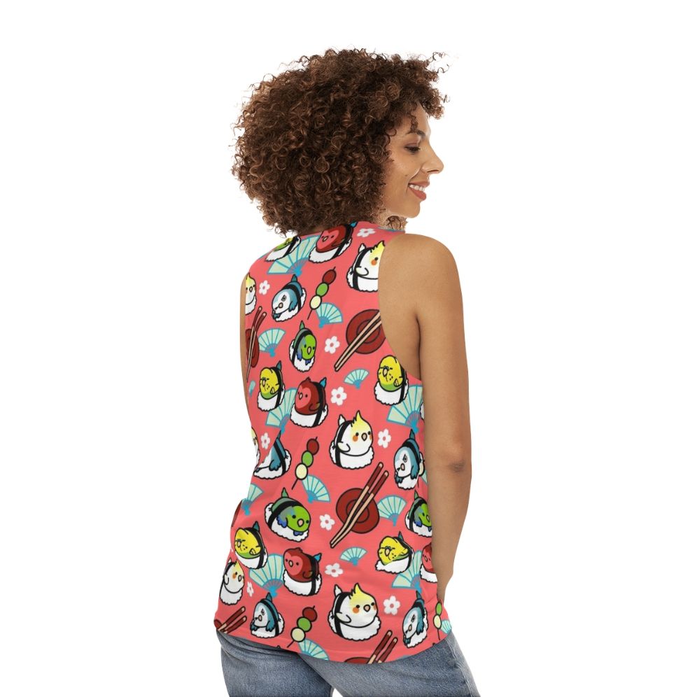 Kawaii sushi time lovebird unisex tank top - women back