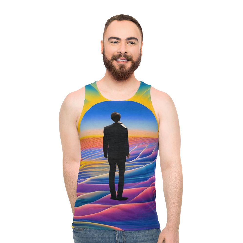 Colorful desert sunrise unisex tank top - men