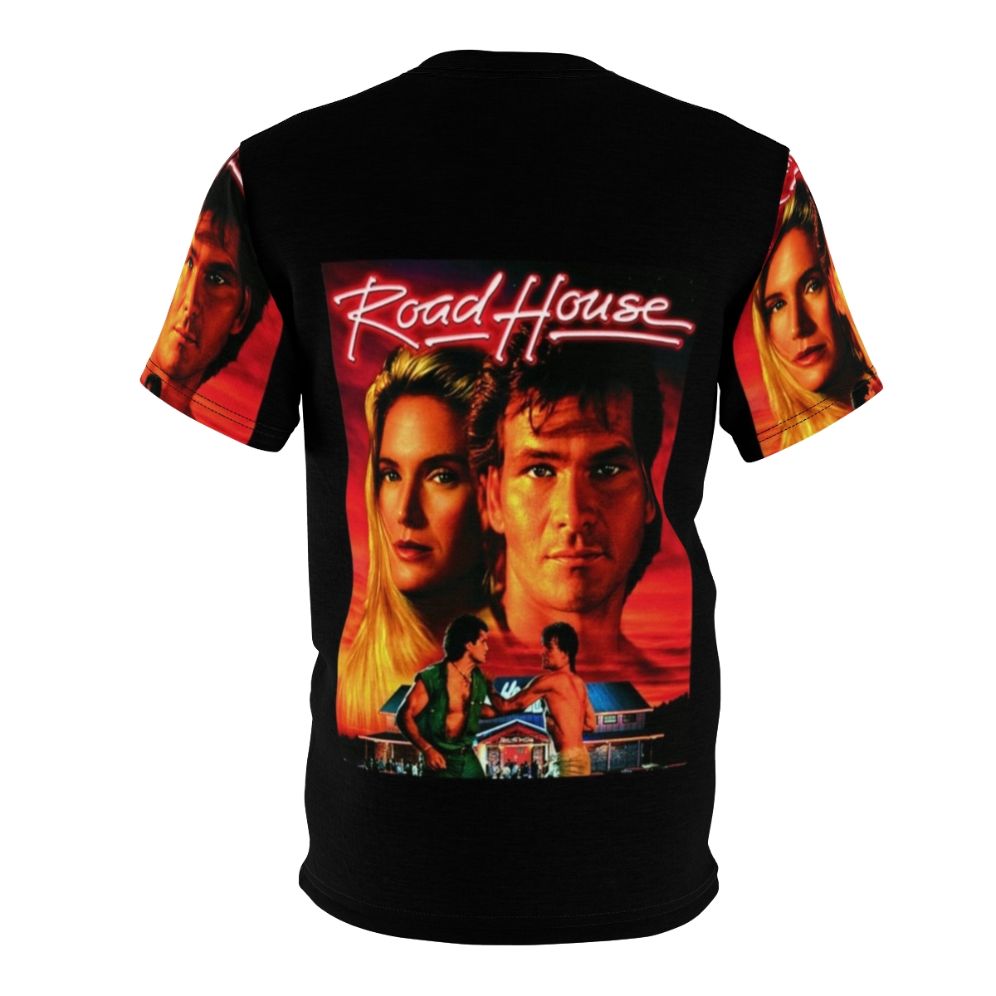 Retro-style t-shirt featuring the iconic "Roadhouse" movie logo and Patrick Swayze - Back