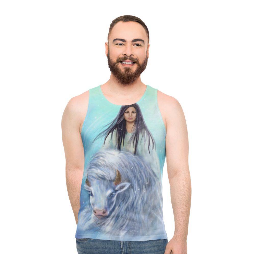 White Buffalo Calf Woman Unisex Tank Top - men