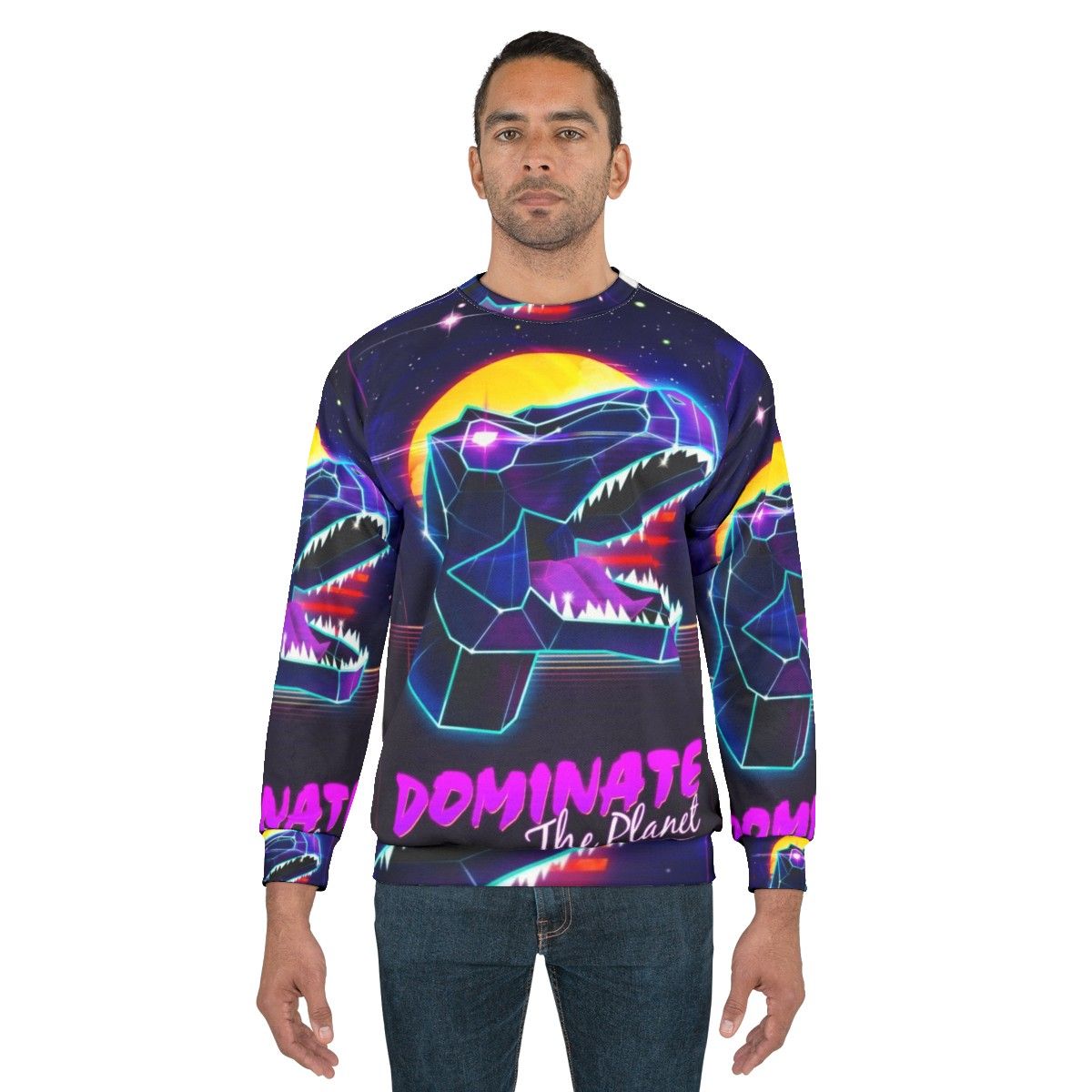 Electric Jurassic Rex Dinosaur Sweatshirt - men