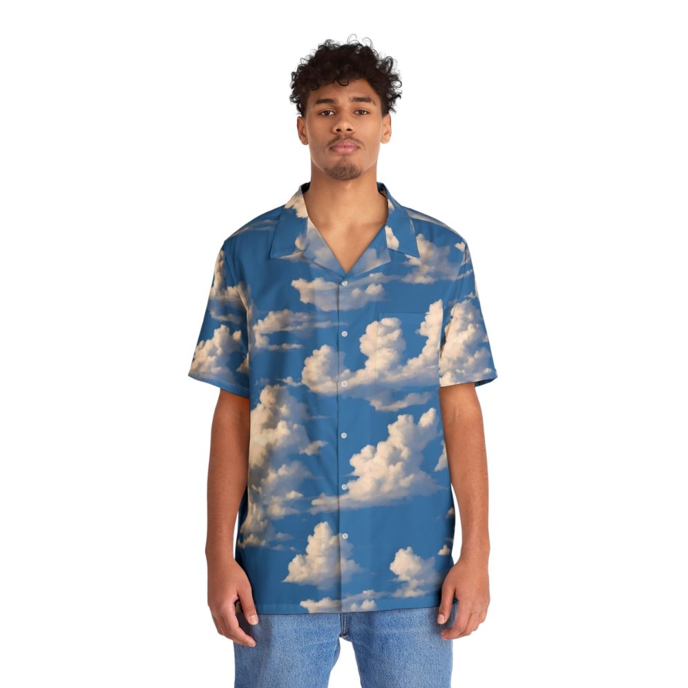 Cloudy Sky Hawaiian Shirt with Vibrant Nature Inspired Print - People Front